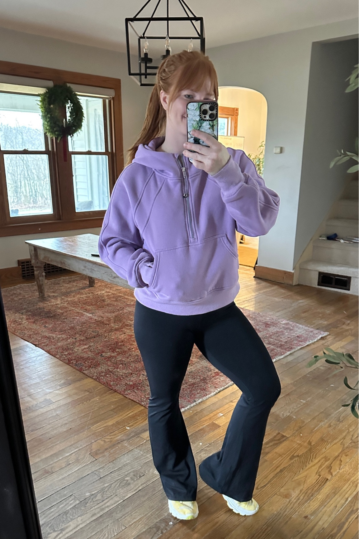 Travel outfit that’s comfortable and cute! These are my favorite Amazon flare leggings and this purple cropped sweatshirt comes in so many cute colors! 

#LTKTravel #LTKFitness #LTKU