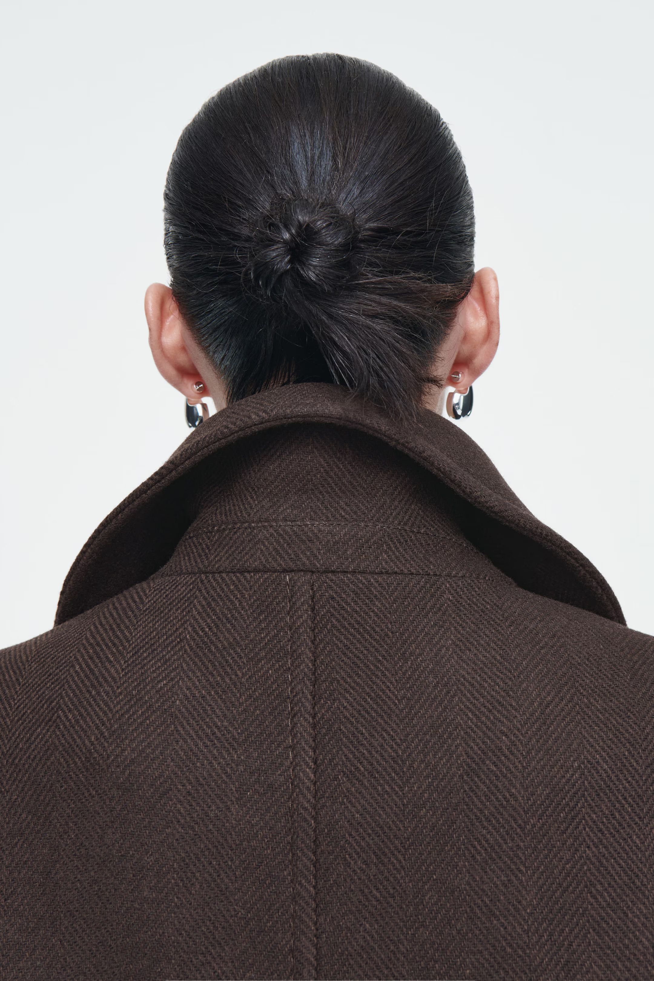 DOUBLE-BREASTED WOOL-HERRINGBONE COAT - DARK BROWN | COS (EU)