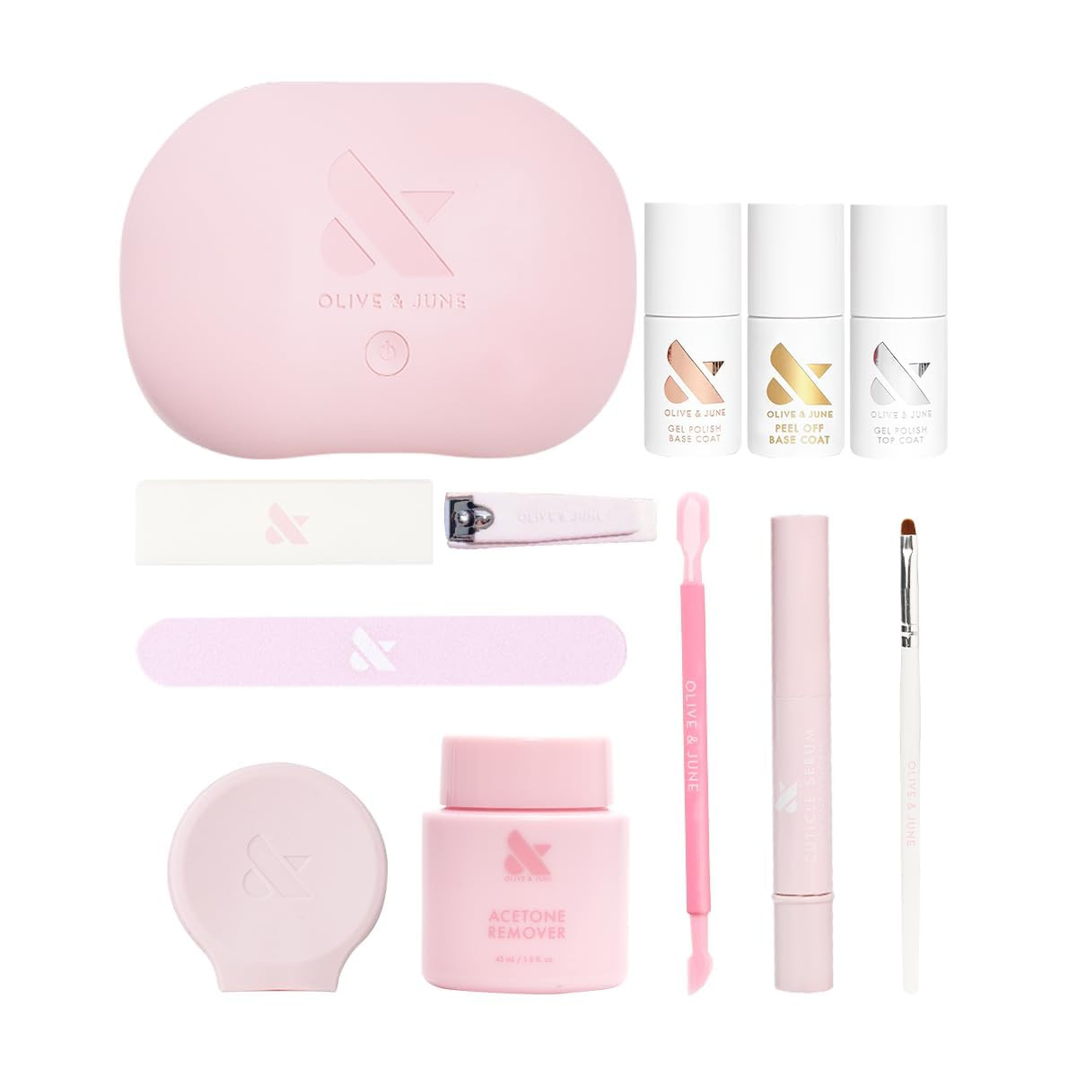 Olive & June Gel Mani System Set | Includes Nail Tools, Peel-Off & Gel Base Coats, Top Coat, LED Lamp, Cuticle Serum & The Poppy | Easy At-Home Mani Kit | 15-Free, Vegan, Cruelty-Free | Amazon (US)