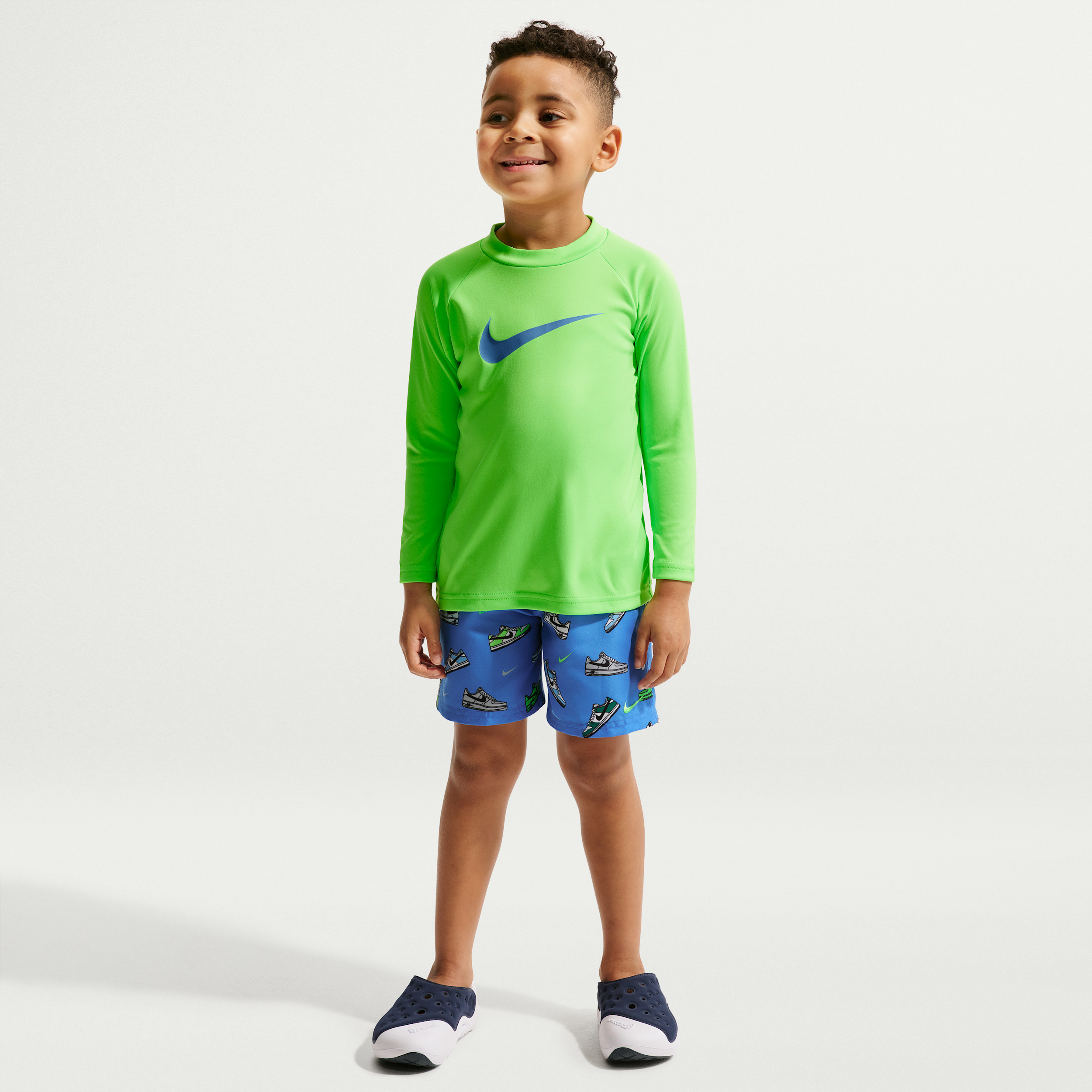 Nike Swim Little Kids' (Boys') Long Sleeve Top & Short Set in Blue | NESSG872-434 | Nike (US)