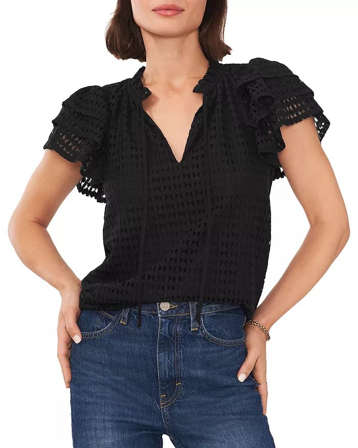 Flutter Sleeve Tie Neck Top | Bloomingdale's (US)