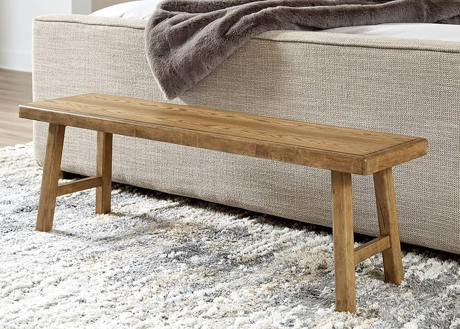 Signature Design by Ashley Dakmore Casual Bedroom Bench, Light Brown | Amazon (US)