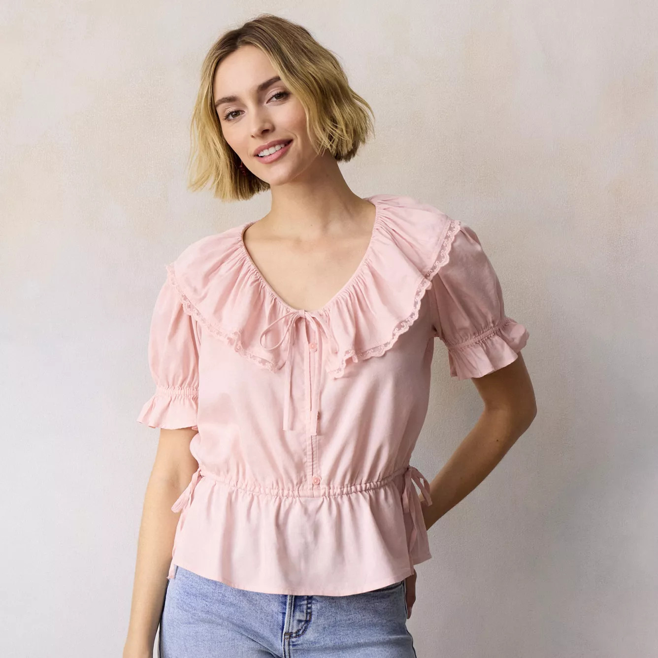Women's LC Lauren Conrad Lace Trim Collar Top | Kohl's