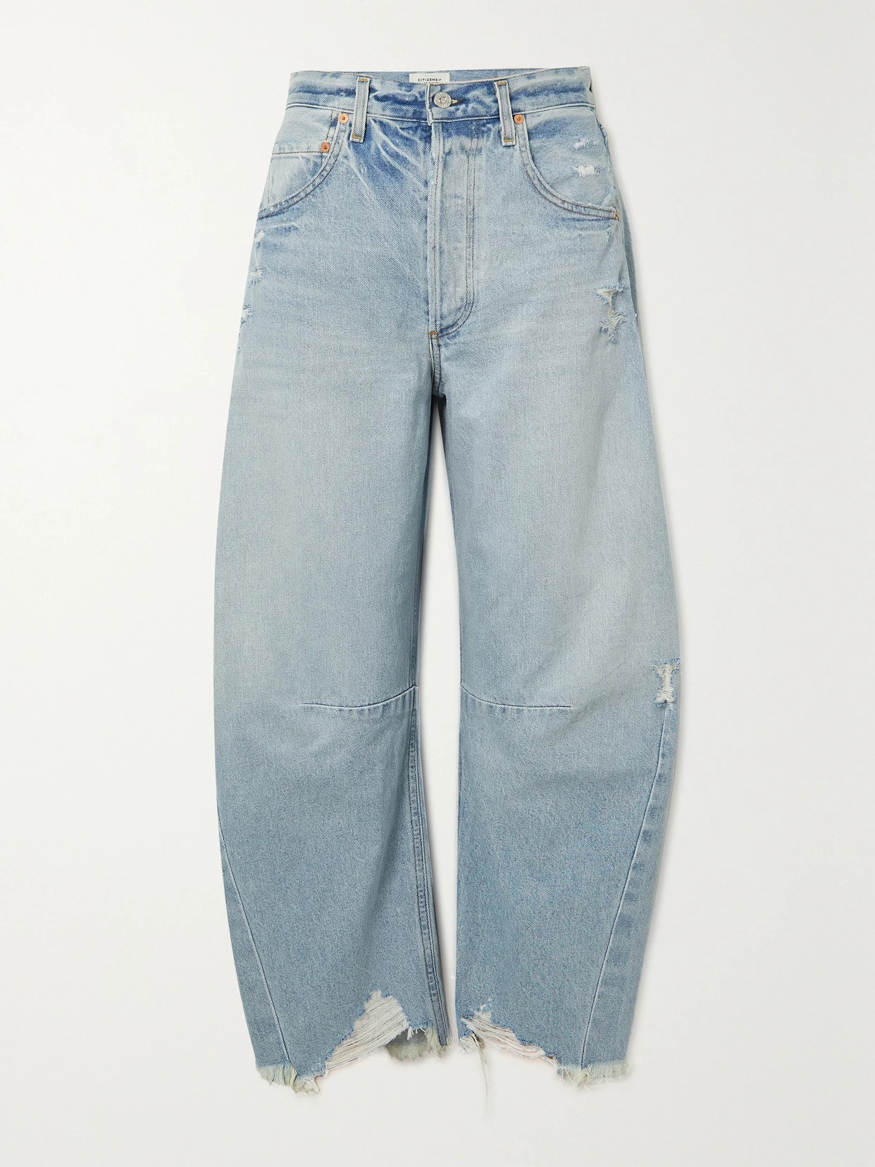 Citizens of Humanity - Horseshoe Distressed High-rise Tapered Jeans - Blue | NET-A-PORTER (US)