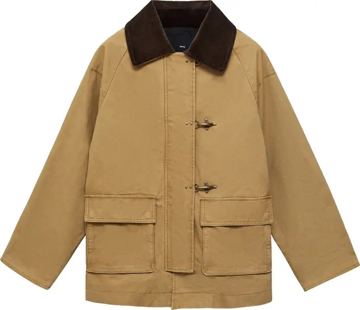 Corduroy Colllar Cotton Canvas Coat | Nordstrom