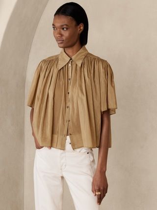 Rosalie Cotton-Silk Top | Banana Republic (US)