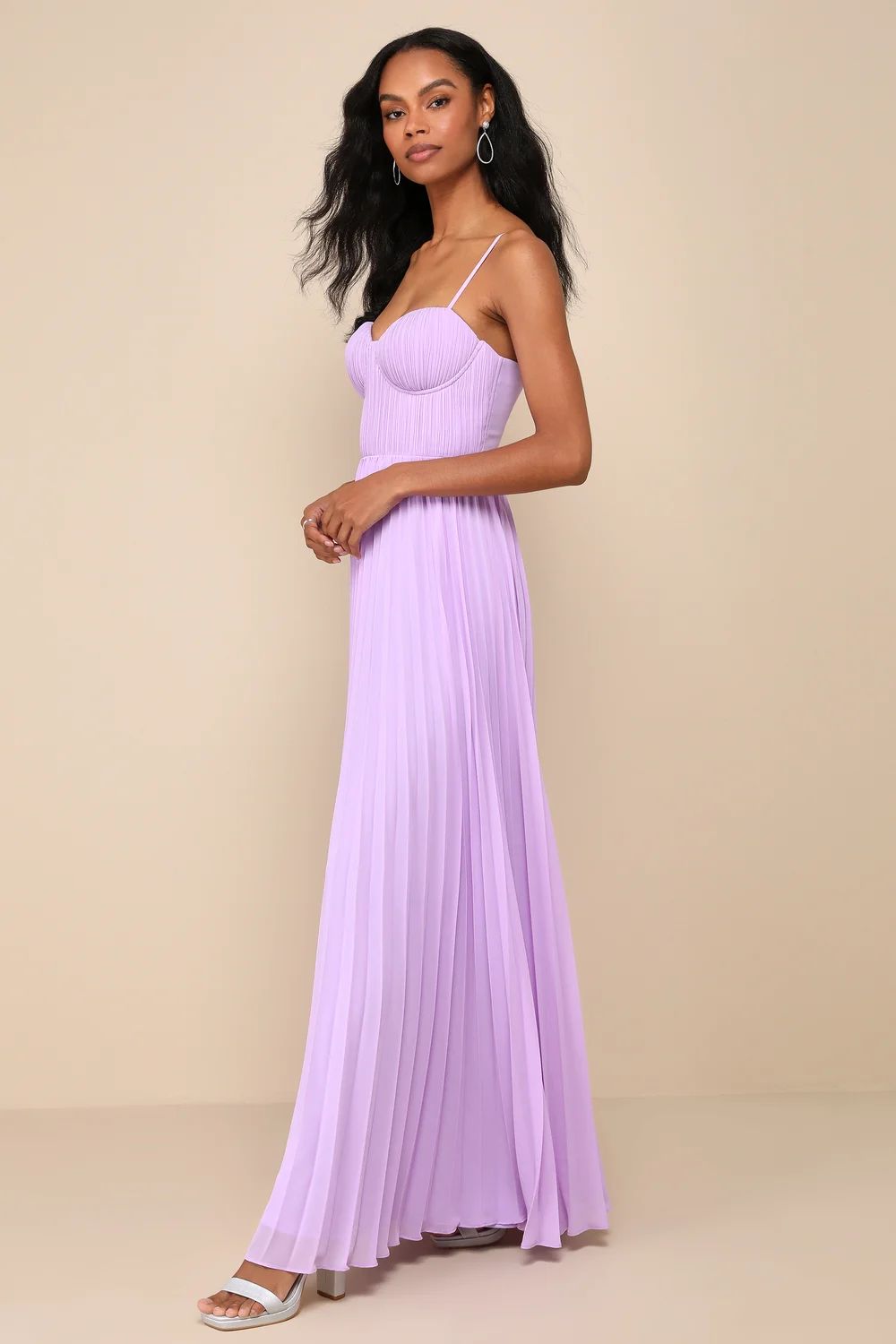 Admirable Elegance Lavender Pleated Bustier Maxi Dress | Lulus