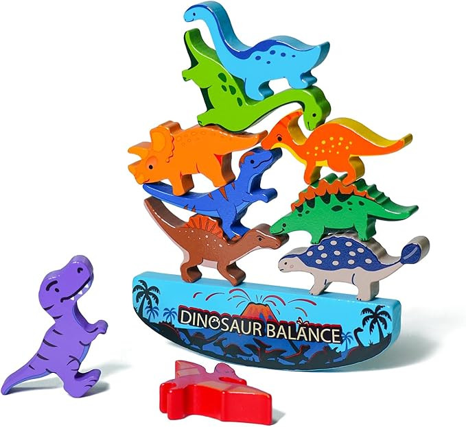 LiKee Wooden Stacking Dinosaur Toys for Kids 3-5 Montessori Toys for 3 4 5 6 7 8 Year Old Boys Gi... | Amazon (US)