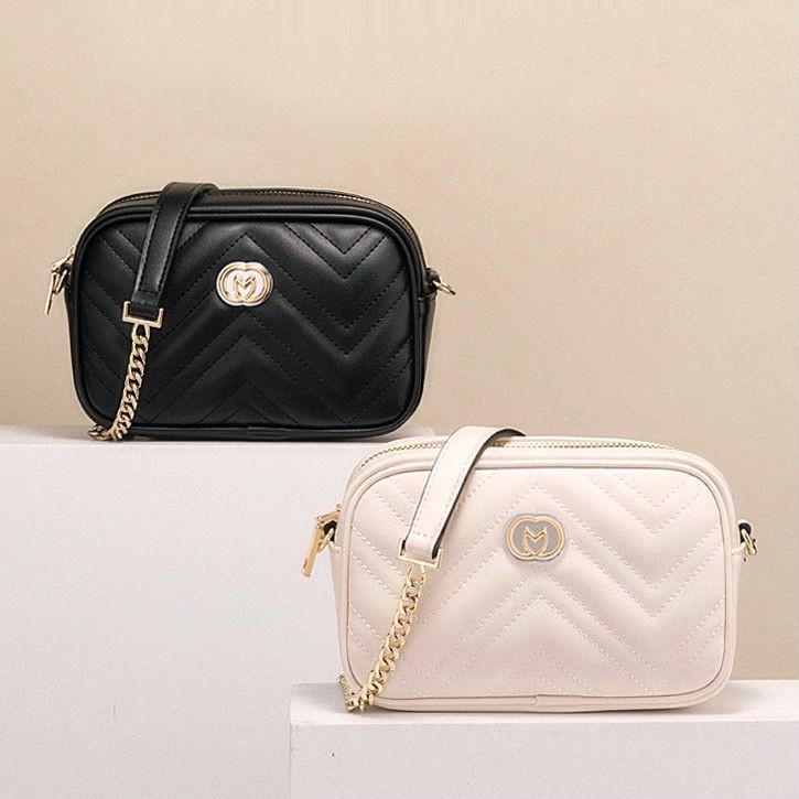 Wholesale Leather Shoulder Bag Chain Purse Fashion Wave Chain Purse Cowhide Handbag Presbyopic Ca... | DHGate