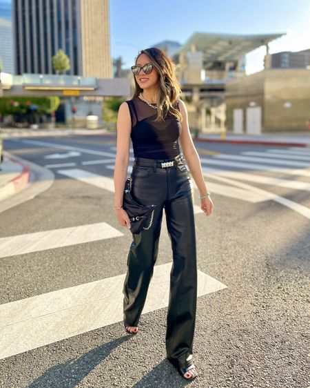 Date night outfit—rocker chic vibes 🖤 I love this layered sheer bodysuit! So chic and only $50! Styled with the leather pants I’ve been wearing on high rotation that’s under $100! A staple that you can wear all year round, which is a plus in my books!

Date night outfit, concert outfit, rocker chic outfit, all black outfit, bodysuit, leather pants, spring outfit, summer outfit, sale, Abercrombie, The Stylizt 

#LTKFindsUnder50 #LTKSaleAlert #LTKFindsUnder100