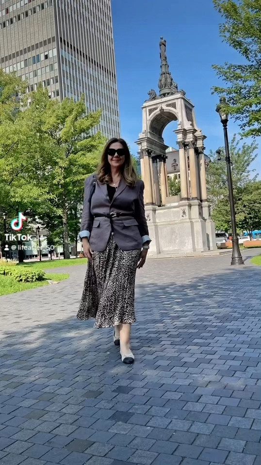 Office outfit idea from H&M : leopard print skirt - hot trend for coming Fall, linen blazer from men’s department in beautiful taupe color, black tank top ( beige would work too), two tone Chanel dupes flats, black belt with gold detailing and a black purse. Most items I am wearing are still available at H&M, except the skirt - the alternative skirt link is below. 

#LTKsummer #LTKworkwear #LTKsale