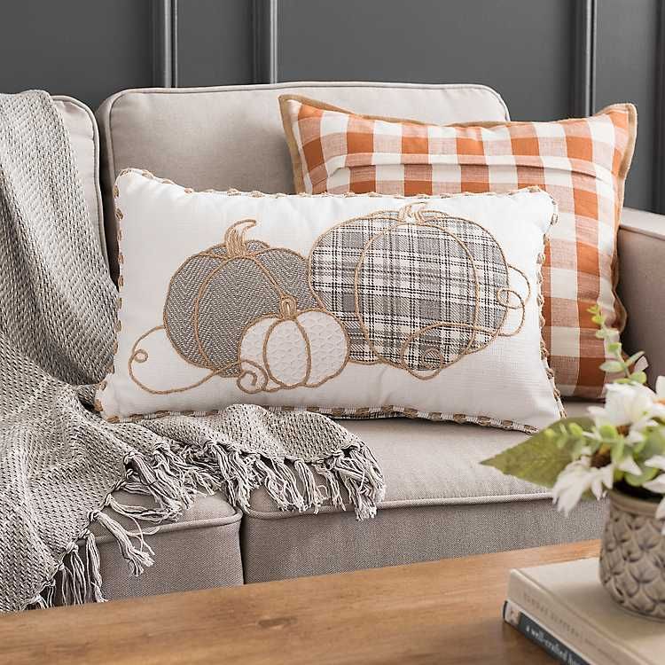 Black and White Plaid Pumpkin Pillow | Kirkland's Home