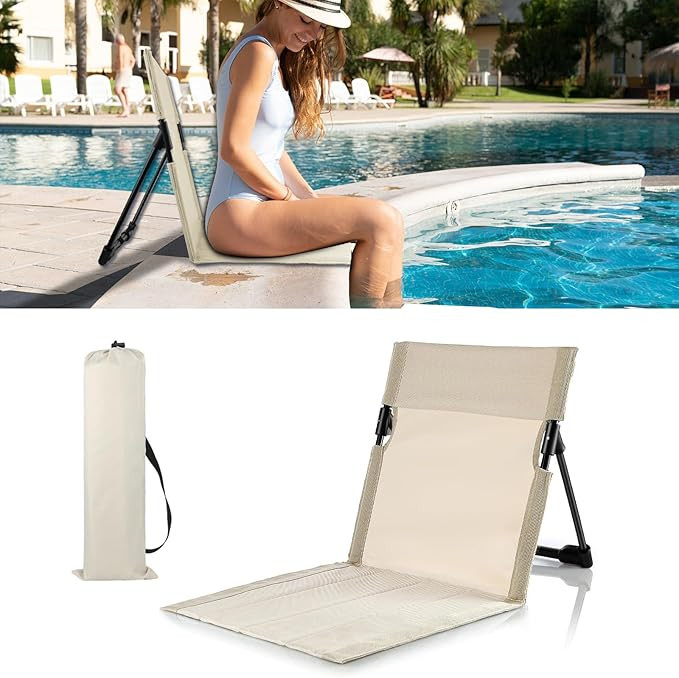 Foldable Seat for Poolside Chairs, Portable Outdoor Poolside Chairs for Edge of Pool, Beach Chair... | Amazon (US)