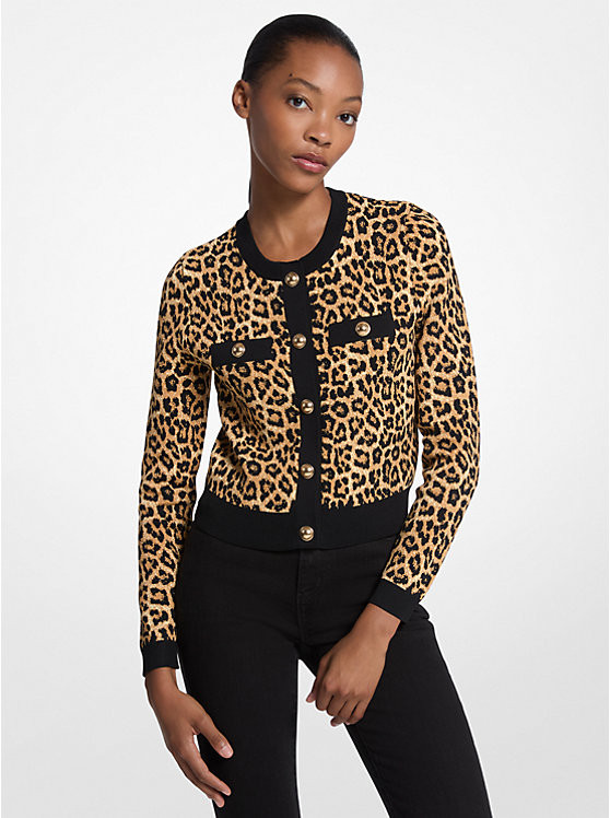 Leopard Print Stretch Viscose Cardigan | Michael Kors US