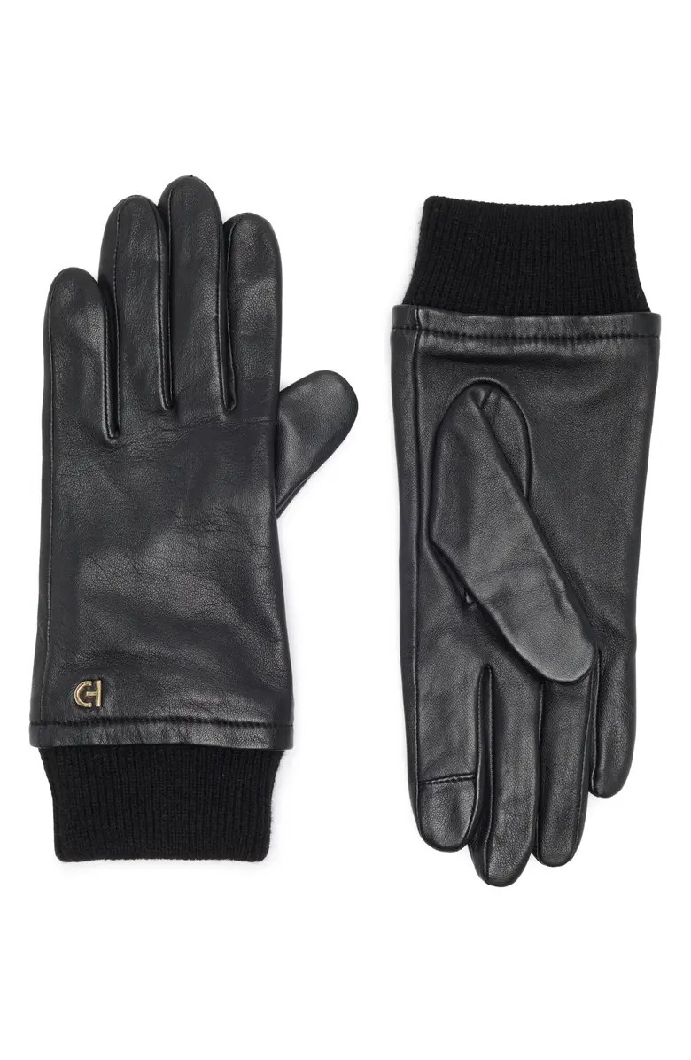 Leather Knit Cuff Gloves | Nordstrom Rack