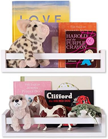 Amazon.com: Set of 2 Classic White Floating Shelves, Farmhouse Nursery Book Shelves Wall, Floatin... | Amazon (US)