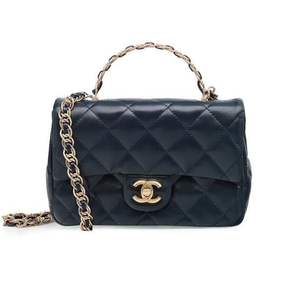 Chanel 23a Rectangular Top Handle Flap Mini Marine Blue Handbag | Walmart (US)
