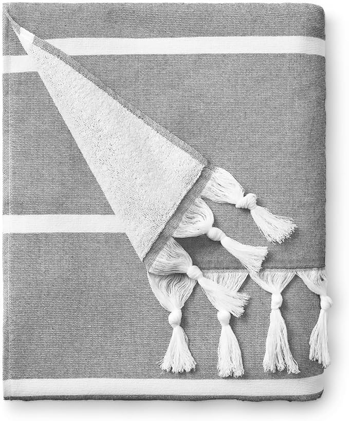 Laguna Beach Textile Co. Soft Turkish Fouta Beach Towel - 400 GSM - Night Charcoal | Amazon (US)