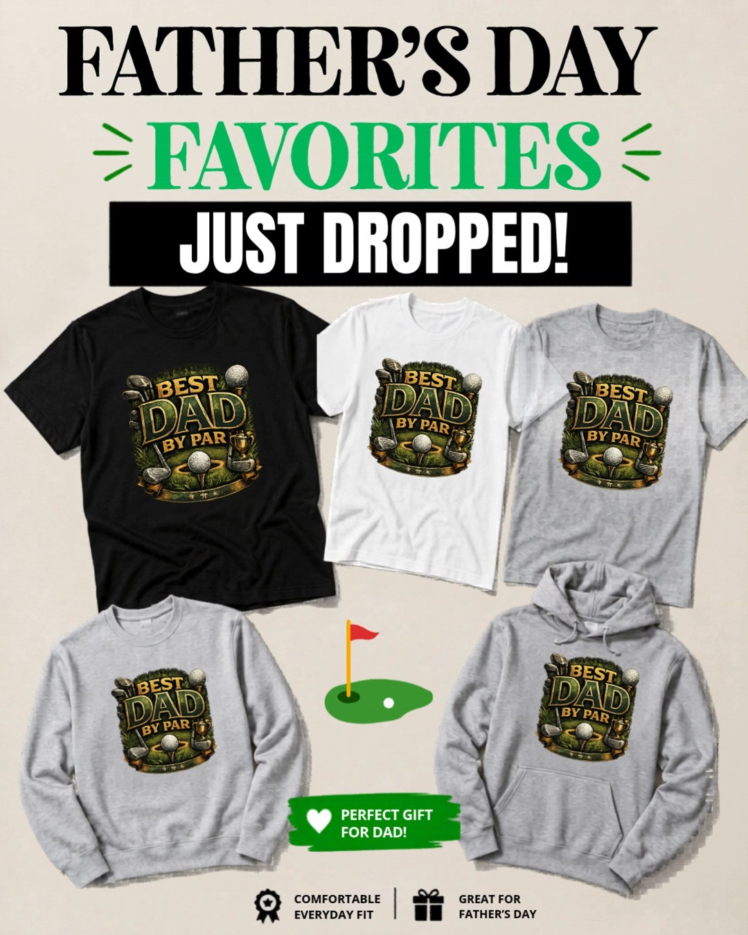 ⛳🏌️‍♂️ For the dad who always keeps life under par! The Best Dad By Par golf design is the perfect blend of humor and golf-loving style. Whether he's hitting the links, watching a tournament, or just showing off his love for the game, this fun design is a hole-in-one for Father's Day, birthdays, or everyday wear. 💚⛳

#LTKGiftGuide #LTKMensStyle #LTKFathersDay #LTKFindsUnder50 #LTKSeasonal 

 #LTKSeasonal #LTKSaleAlert #LTKMens