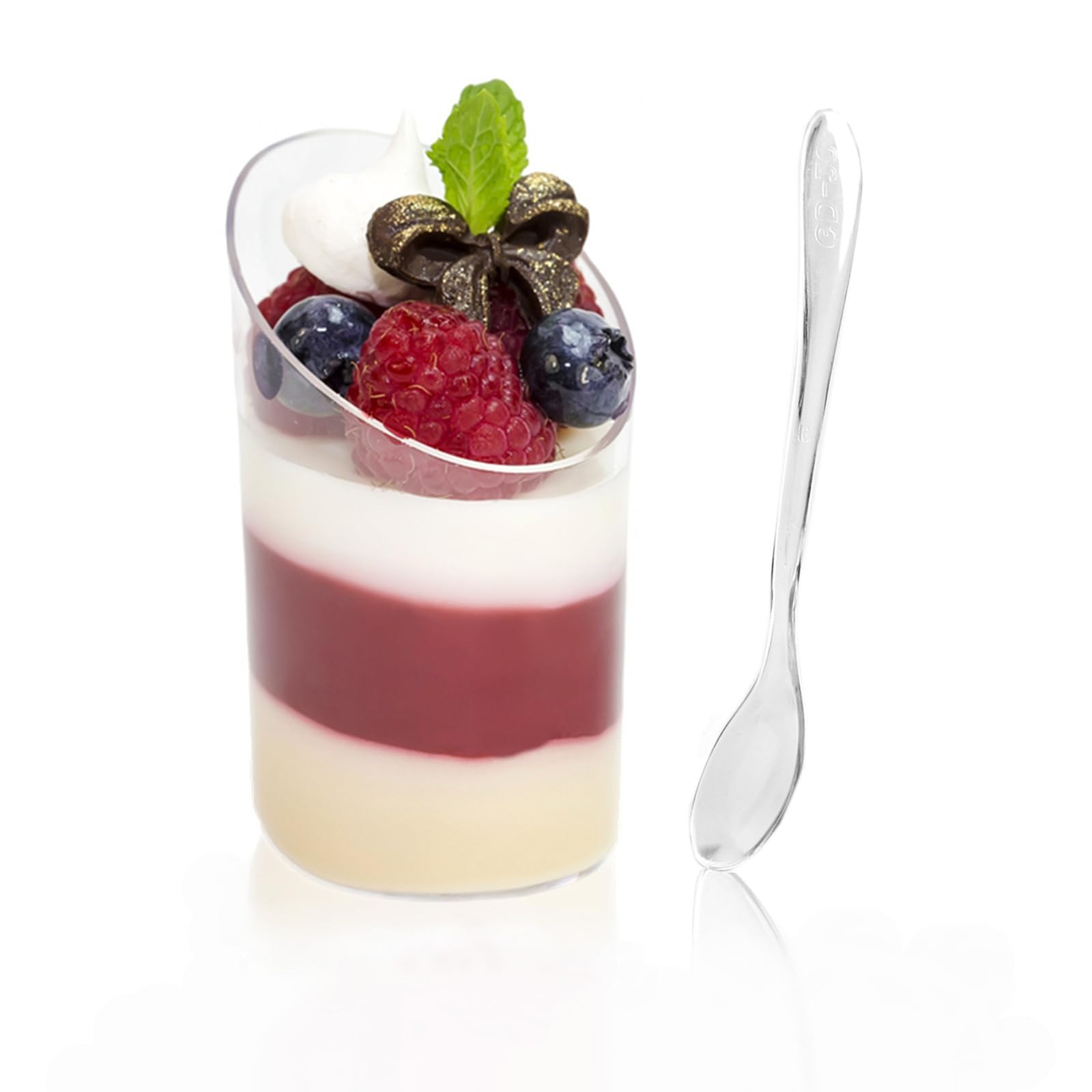 TOFLEN 50 Pack Mini Dessert Cups with Spoons, 2.2 oz Round Plastic Dessert Shooter Cups Slanted A... | Amazon (US)