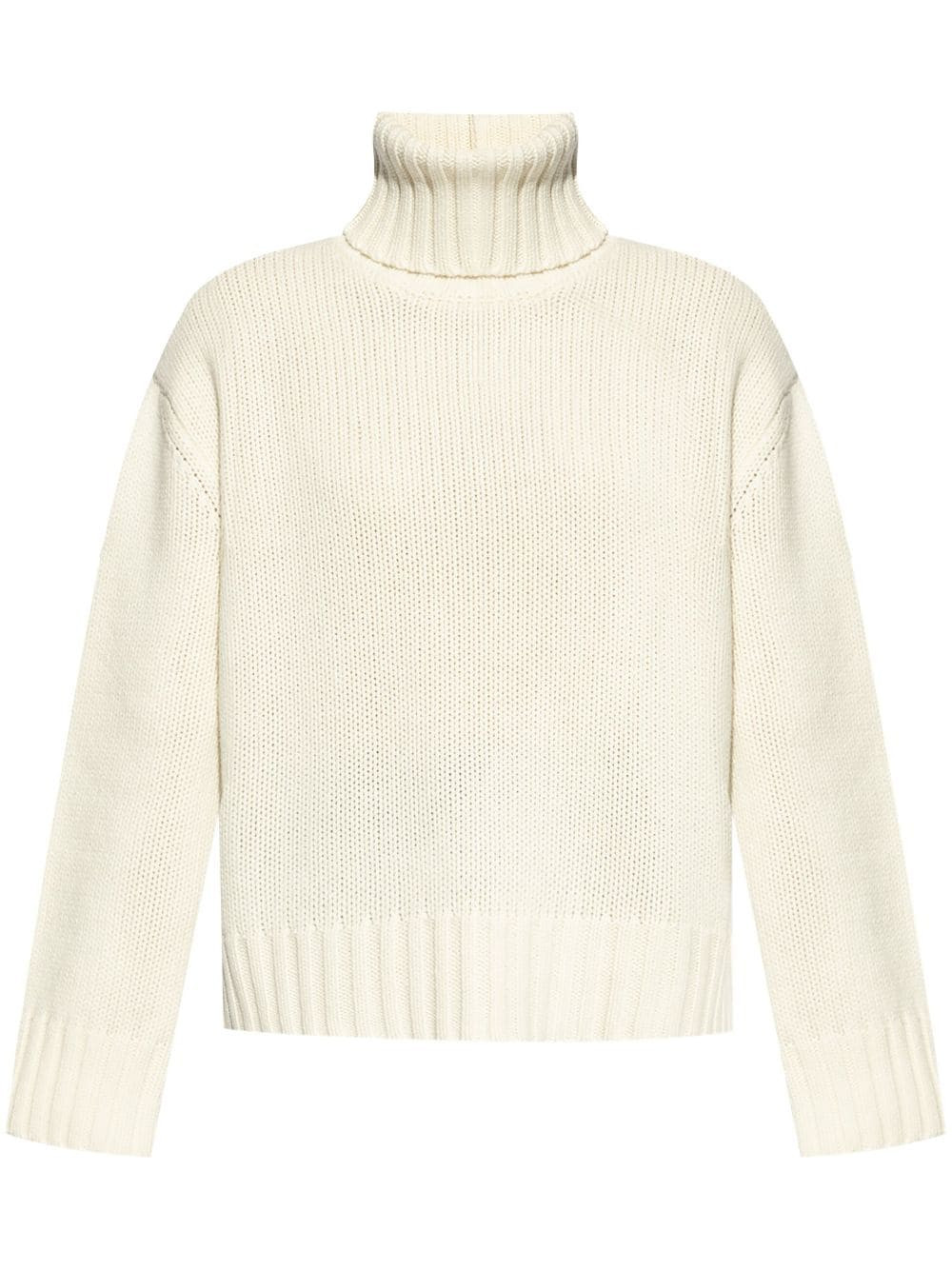 Fabiana Filippi Women's Wool And Silk Blend Turtleneck Sweater in Beige | Size Small | MAD214F111N12825 | LOZURI