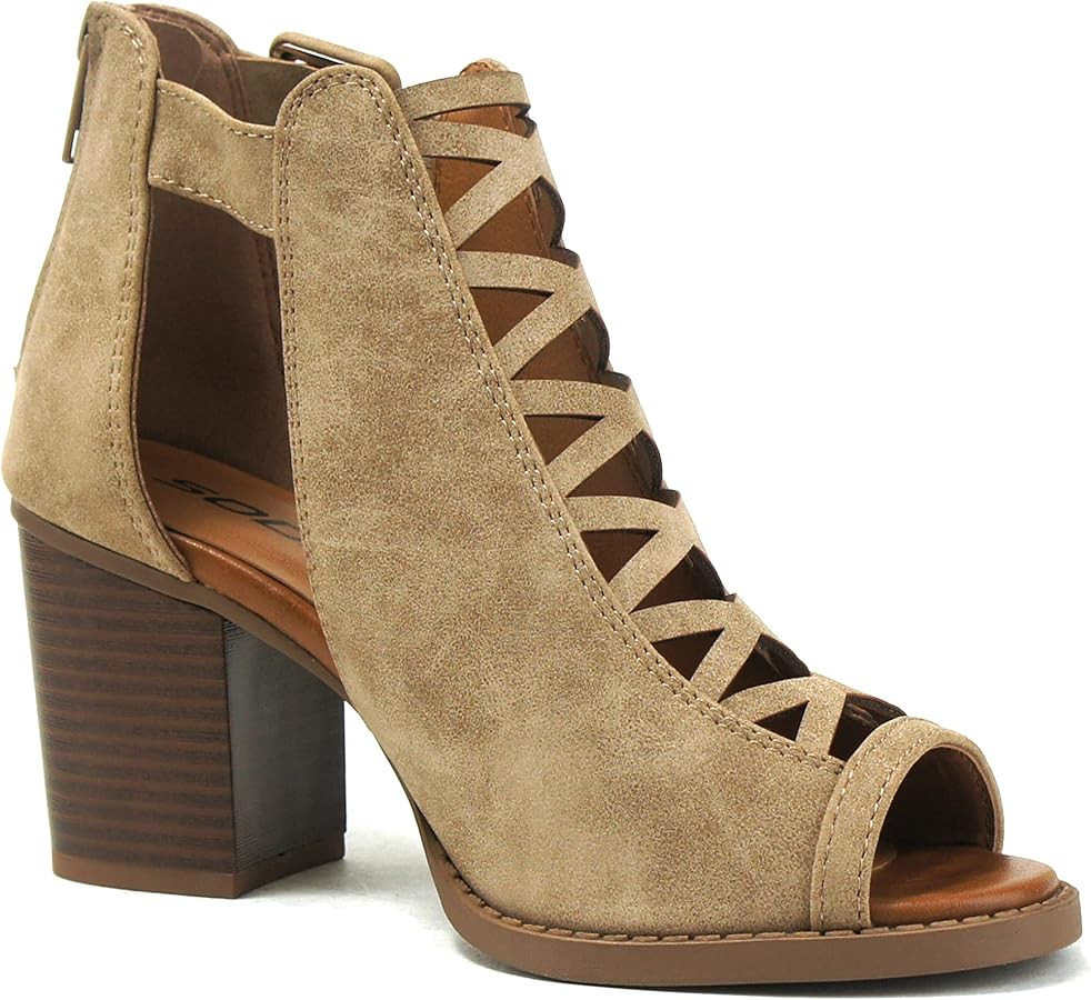 Soda Womens Fashion Aran Open Toe Heel Sandal | Amazon (US)