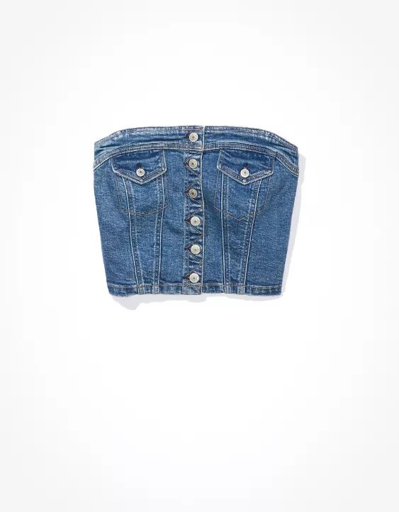 AE Cropped Denim Tube Top | American Eagle Outfitters (US & CA)