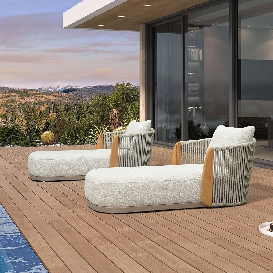 PURPLE LEAF Pool Lounge Chairs Set of 2 Plush Olefin Cushion Chaise Lounge | Amazon (US)