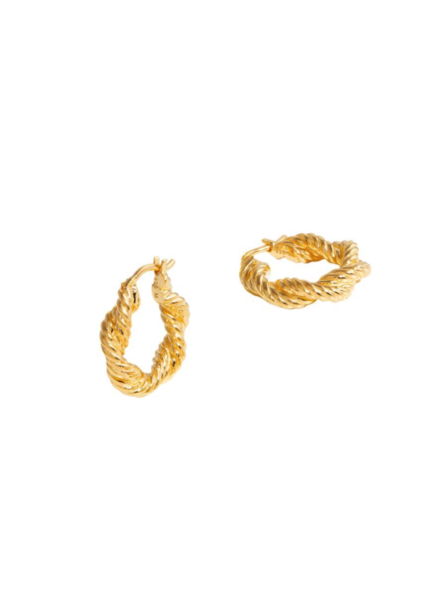 Claw 18K-Yellow-Gold Vermeil Twisted Hoop Earrings | Saks Fifth Avenue