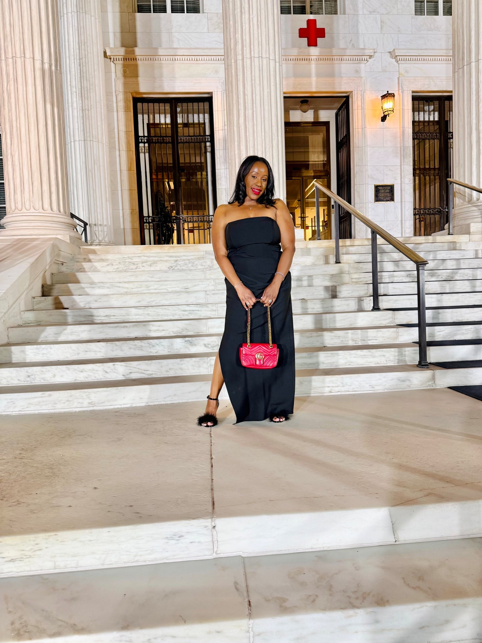 Love these black fur Sam Edelman low heels and this Gucci purse in my favorite red accent color.

#LTKStyleTip #LTKItBag #LTKShoeCrush