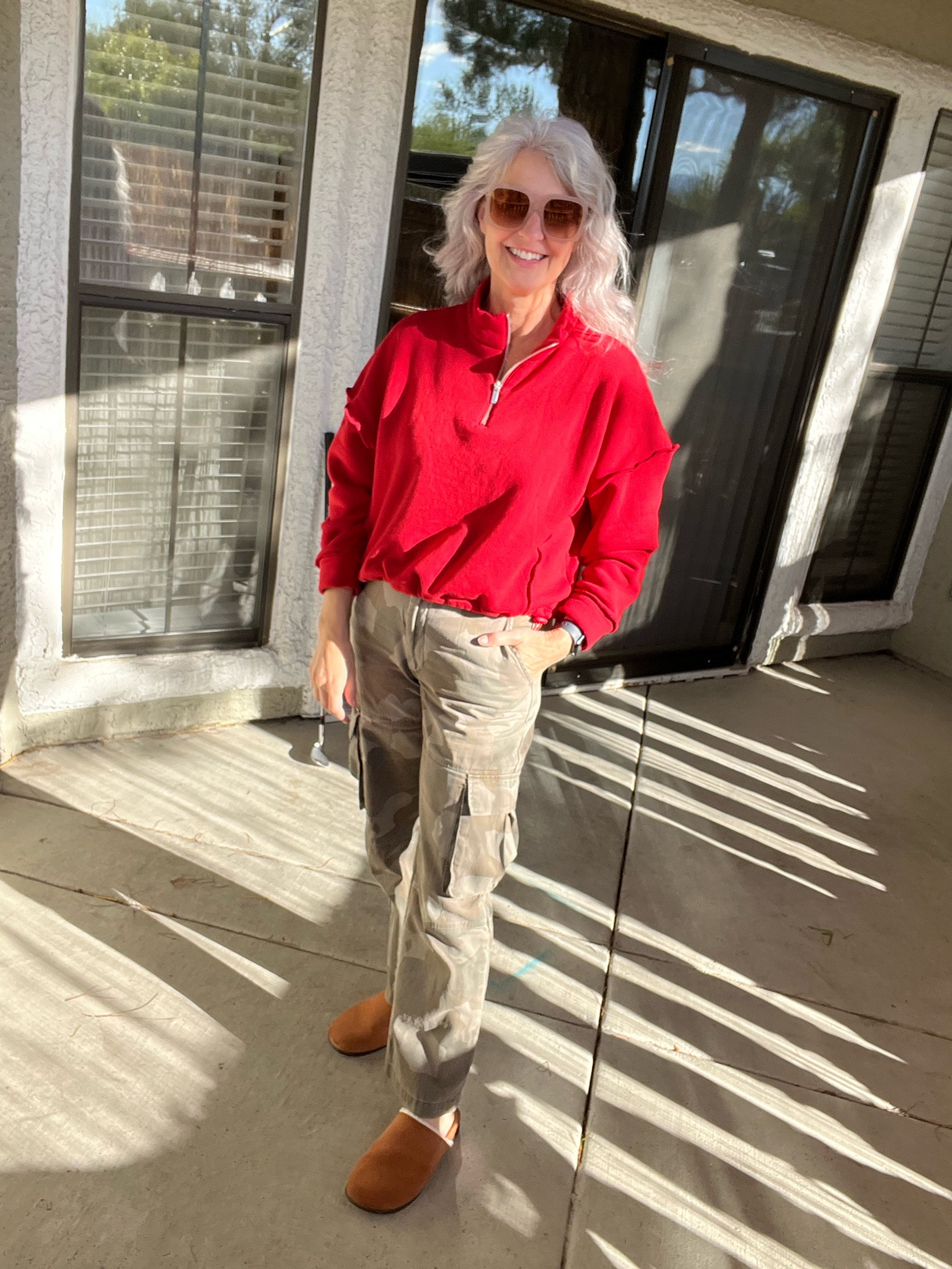 Finally feeling some fall temps in Vegas. Red and camo never get old. 

Evereve, camo pants, red sweatshirt, fall feels, feels like fall, cozy shoes, slipper shoes

#LTKStyleTip