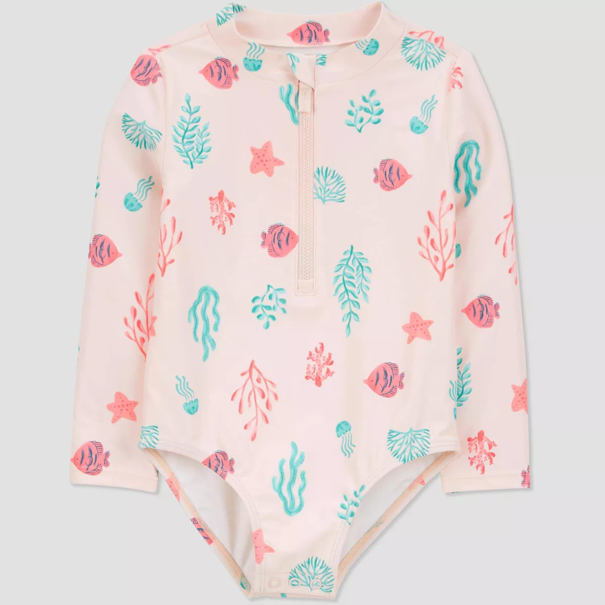 Carter's Just One You®️ Toddler Girls' Long Sleeve Starfish And Fish Printed One Piece Rash Gu... | Target