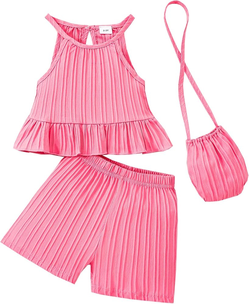 Weebaby Toddler Girl Clothes Baby Summer Outfits Sleeveless Halter Top Ruffle Short Set Cute Kids... | Amazon (US)