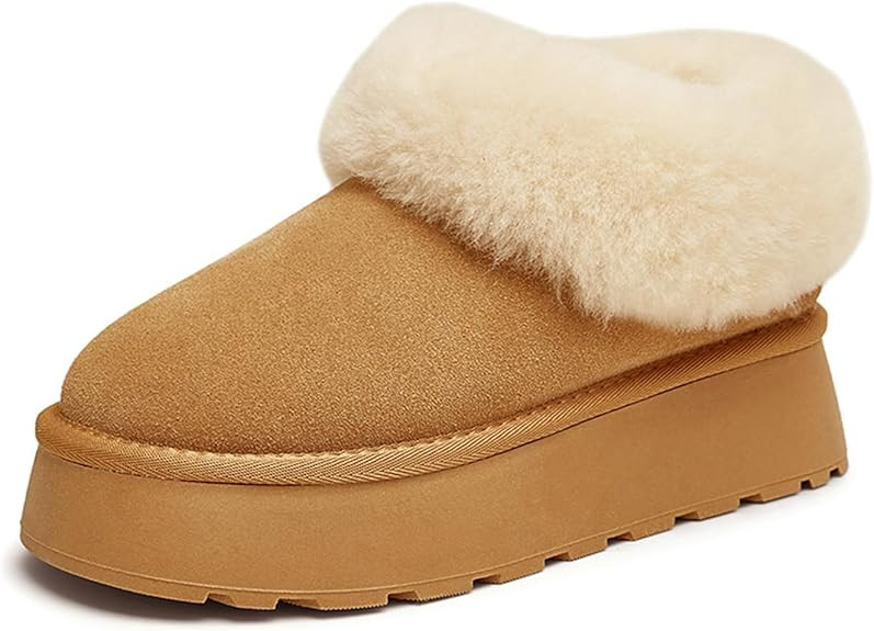 Women Platform Snow Boots Fuzzy Slippers Fluffy Mini Boots House Slippers Clogs Indoor Outdoor | Amazon (US)