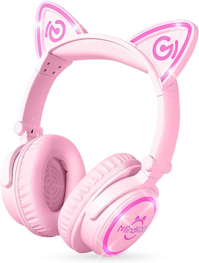 MindKoo Bluetooth Headphones, Over-Ear Wireless Headphones, Cat Ear Headphones with LED Light, Fo... | Amazon (US)