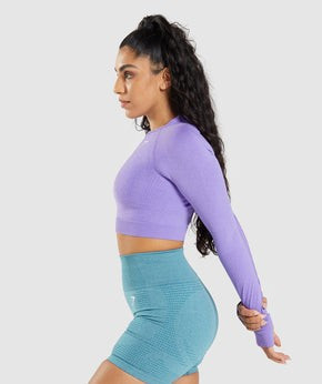 Gymshark Vital Seamless 2.0 Long Sleeve Crop Top - Bright Purple Marl | Gymshark (Global)