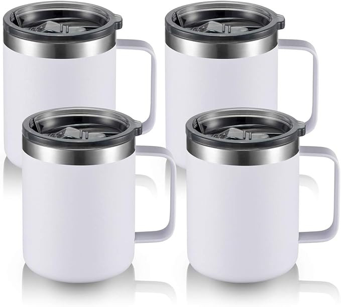 12oz Stainless Steel Insulated Coffee Mug with Handle, Double Wall Vacuum Tumbler Cup with Slidin... | Amazon (US)