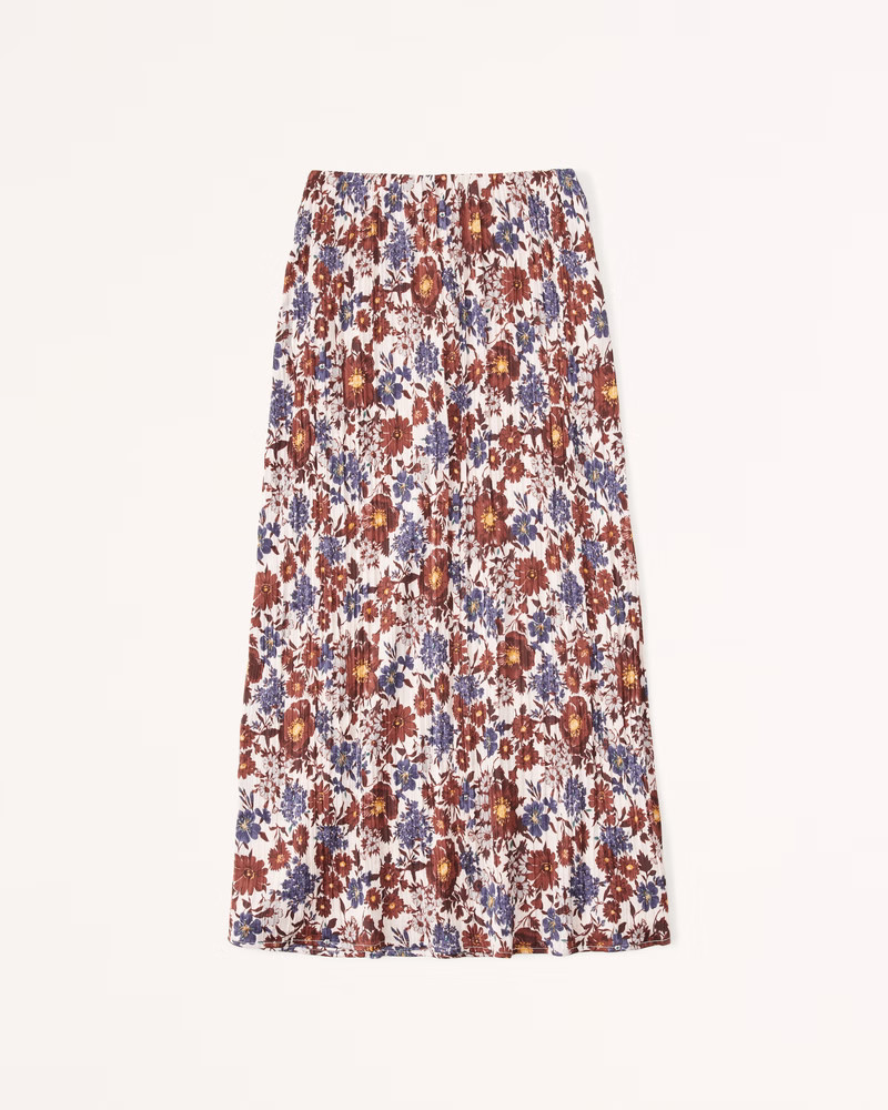 Textured Satin Midi Skirt | Abercrombie & Fitch (US)