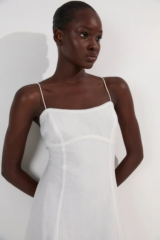 Crinkle Voile Strappy Woven Midi Dress | Karen Millen UK + IE + DE + NL
