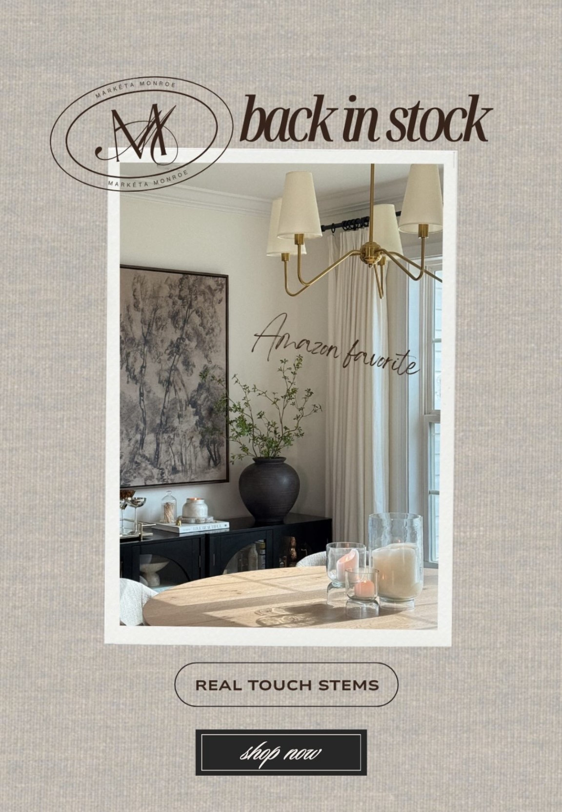 My favorite Amazon stems are back in stock! These stems are so versatile and look so realistic.

Amazon home. Amazon favorites. Faux stems. Dining room inspo. Dining room decor 

#LTKHome