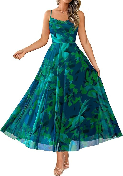 BTFBM Women Summer Floral Maxi Dresses Elegant Spaghetti Strap Dress Printed Party Dress Beach Lo... | Amazon (US)