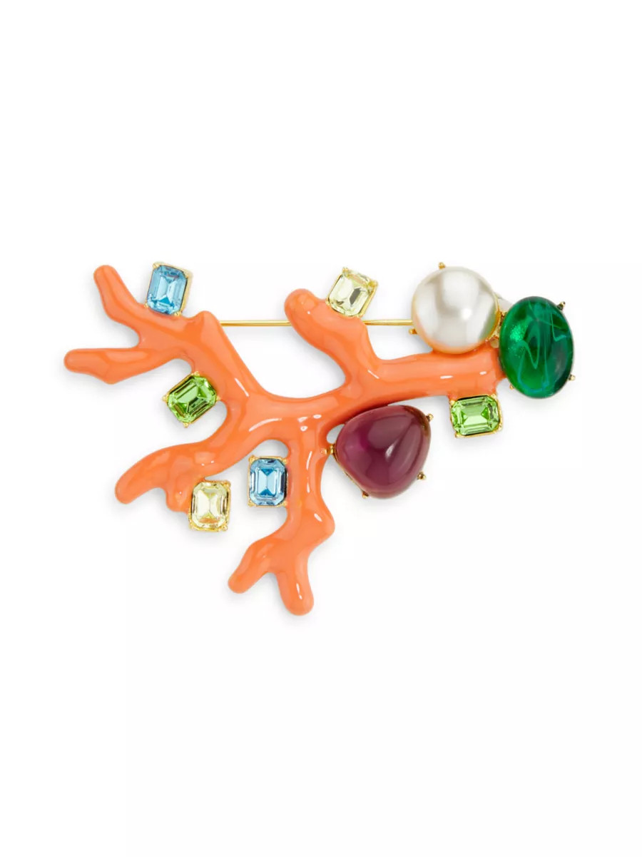Coral Branch Enamel & Multi-Stone Brooch | Saks Fifth Avenue