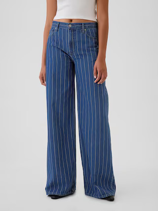 Mid Rise Pinstripe Baggy Jeans | Gap (US)