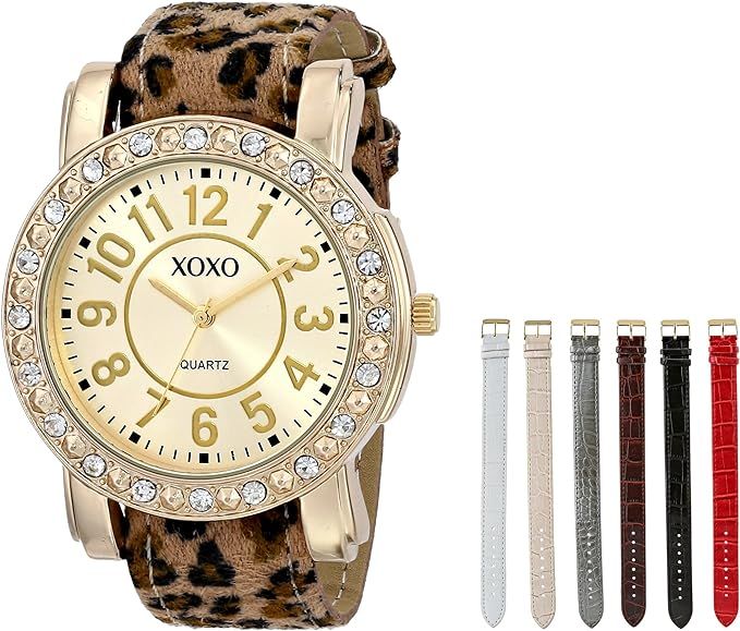 XOXO Women's XO9065 Analog Display Analog Quartz Gold-Tone Watch with Interchangeable Straps | Amazon (US)