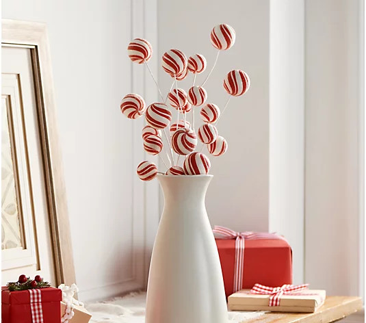 Set of 4 Sugared Peppermint Ball Picks by Valerie - QVC.com | QVC