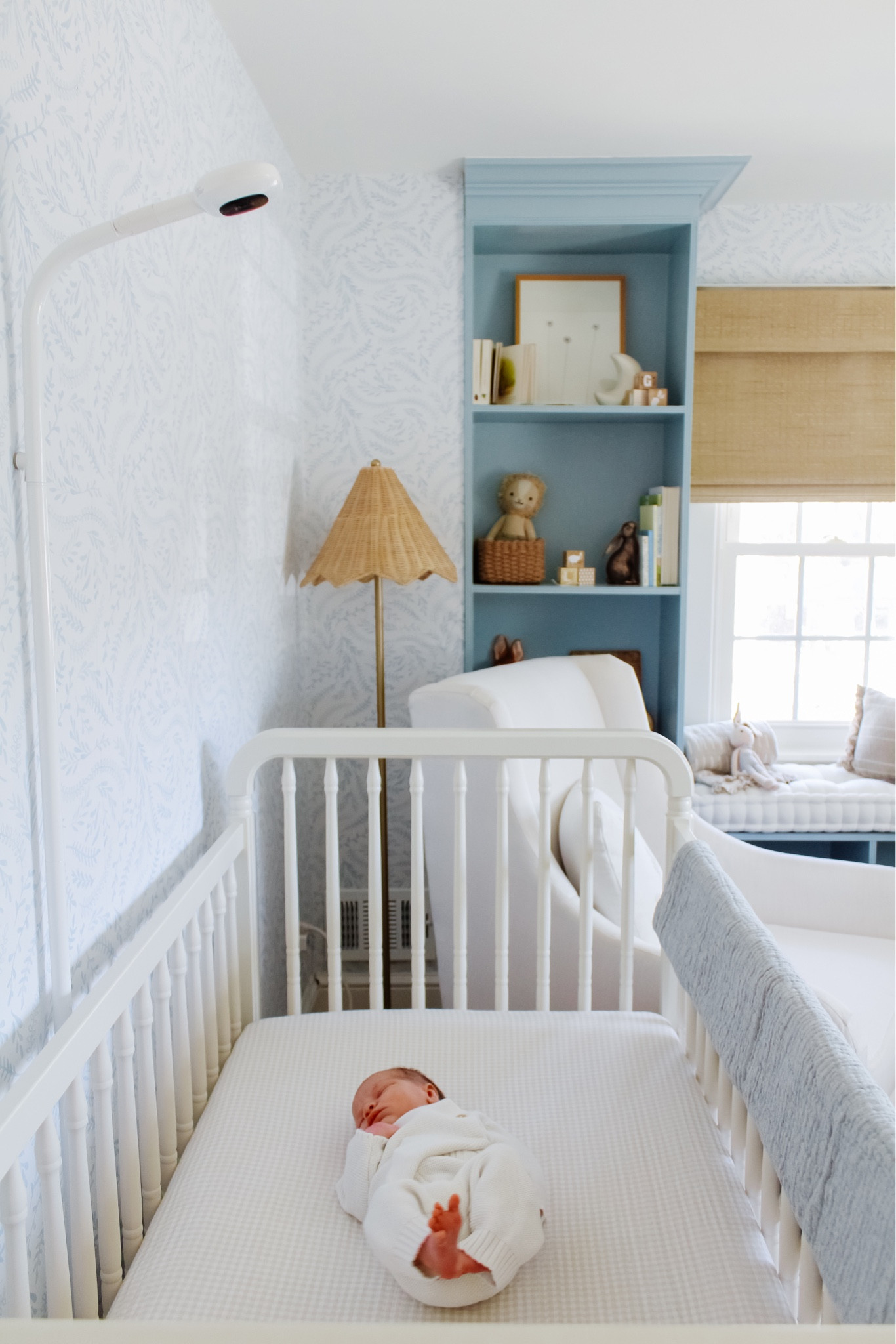 This week we welcomed our sweet Cameron in the biggest way ✨ After nearly 10 lbs and 10 hours of active labor, we couldn’t be happier with the surprise of a lifetime 🤍
•
This week also brought a lot of updates on the home front - check them all over on stories! Thanks for being here and supporting my growing family
•
•
•

baby nursery, blue wallpaper, white crib, glider, neutral loloi rug, soft rug, Roman shades, nursery design, nursery decor, woven hamper, crib skirt, gender neutral nursery, calm nursery, pouf, brass mirror, nursery shelf decor, changing table, woven changing basket, rabbit mobile, baby mobile, hutch
#nursery #nurserydecor #nurseryinspo #nurserydesign #nurseryinspiration #babyroomdecor #babyroom #neutralnursery #genderneutralnursery #homedecor #wallpaperwednesday #homedesign #potterybarn #glider #crib #maternityshoot #maternityphotography #ltkhump #ltkbaby 
#pregnancyannouncement 
#liketkit  Shelf decor 

#LTKhome #LTKsalealert #LTKunder50