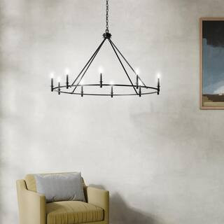Carrick 54.25 in. 10-Light Black Traditional Candle Circle Chandelier for Dining Room | The Home Depot