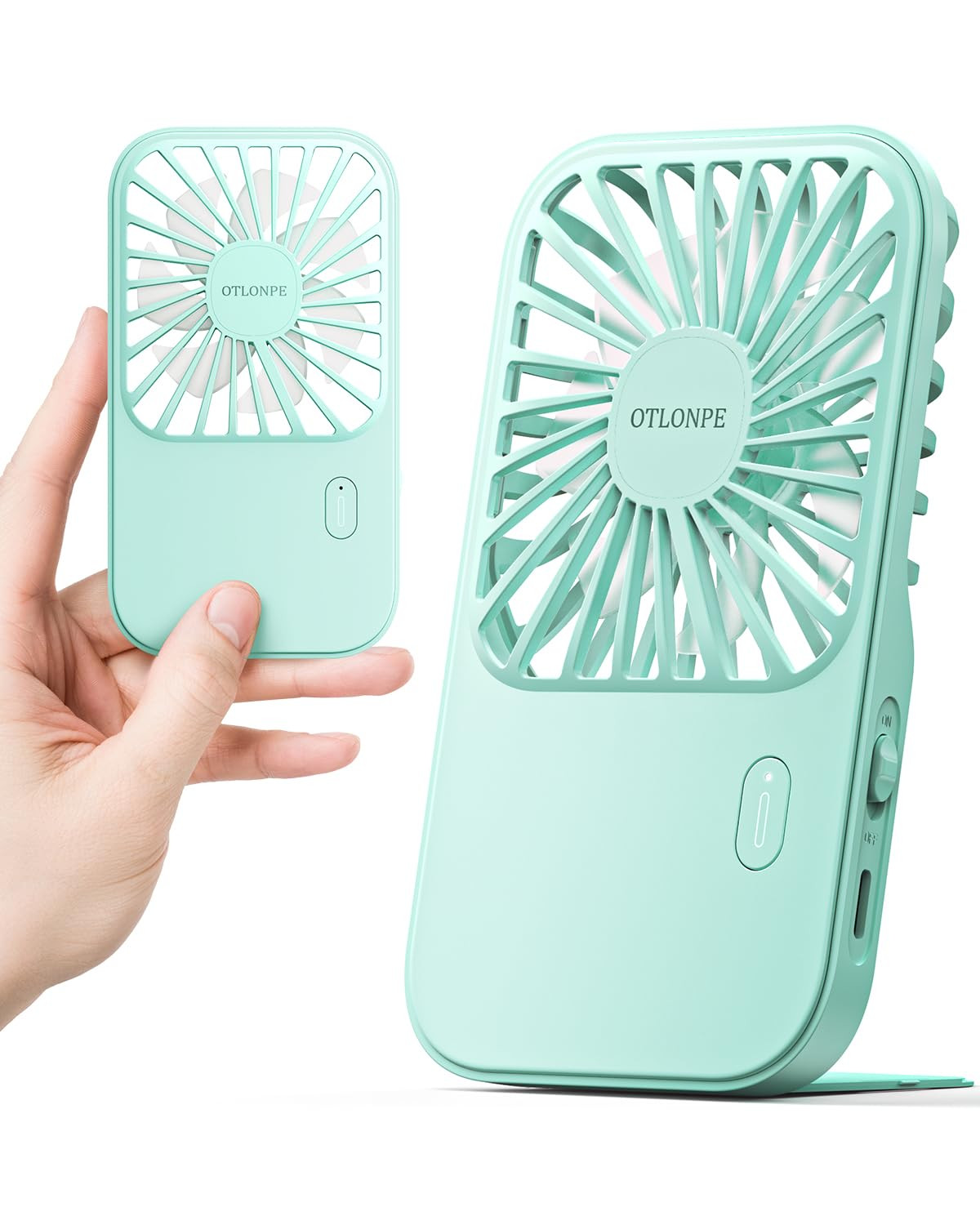 Otlonpe Mini Portable Handheld Fan, Small Personal Rechargeable Hand Held Fan with Foldable Stand... | Amazon (US)