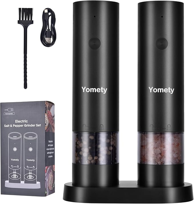 Electric Salt and Pepper Grinder Set-Rechargeable Salt and Pepper Mill Set All in One, Automatic ... | Amazon (US)