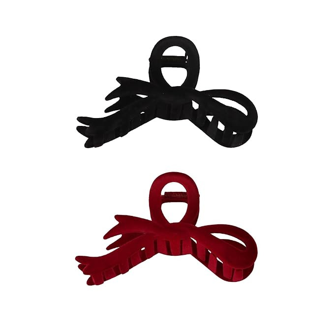 Velvet Bow Large Hair Clips Autumn Fall Winter Women Claw Clip French Elegant Korean Hair Accesso... | Amazon (US)